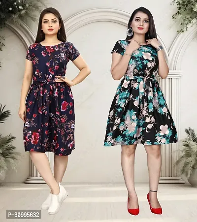 Stylish Printed A-Line Dress For Women Pack Of 2