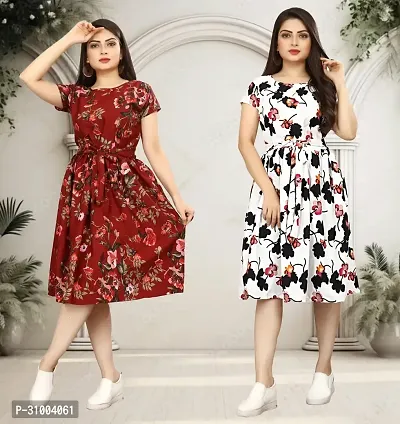 Stylish Printed A-Line Dress For Women Pack Of 2