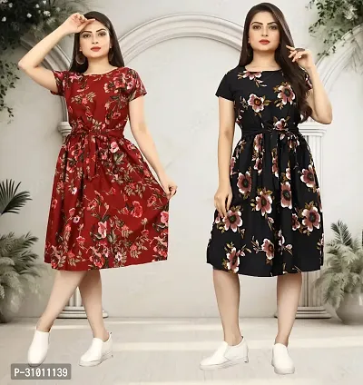 Stylish Crepe Dress for Women Pack of 2