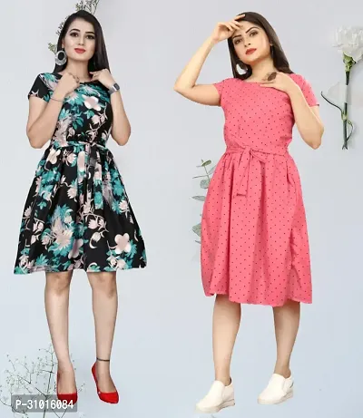 Stylish Printed A-Line Dress For Women Pack Of 2