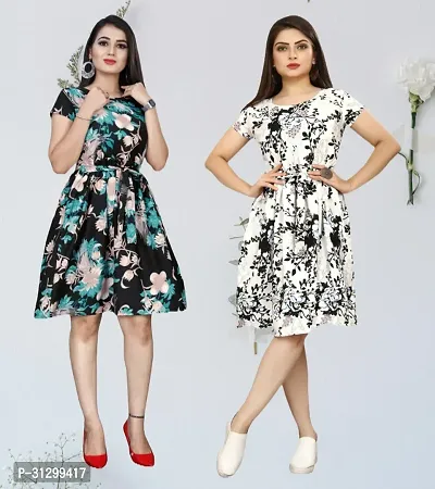 Stylish Crepe Dress for Women Pack of 2