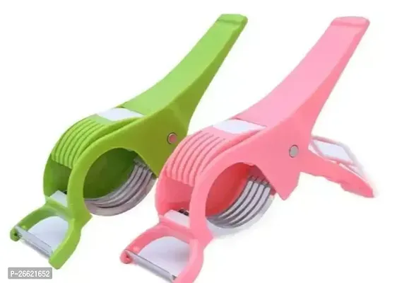 2 In 1 Veg Sharp Stainless Steel 5 Blade Cutter With Peeler For Kitchen Slicer And Peeler Pack Of 2-thumb0