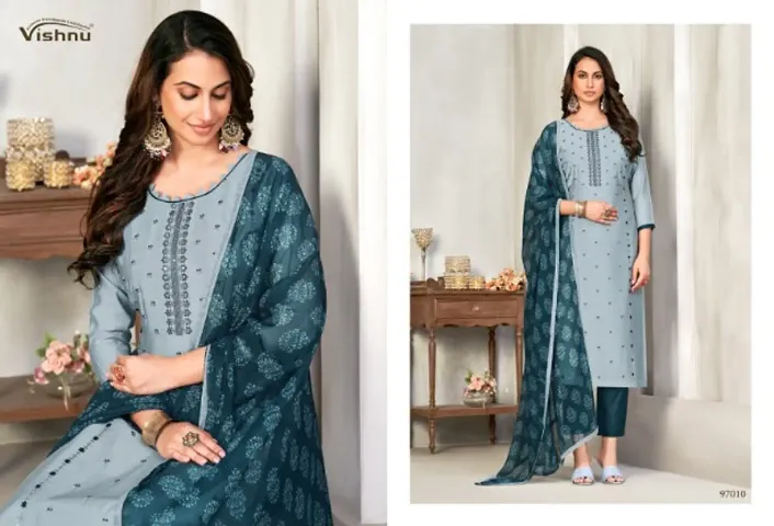 Fancy Silk Blend Unstitched Dress Material for Women