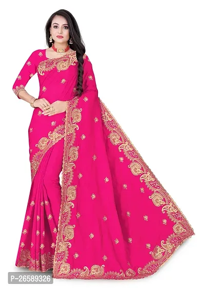 Beautiful Pink Georgette Printed Sree With Blouse Piece For Women