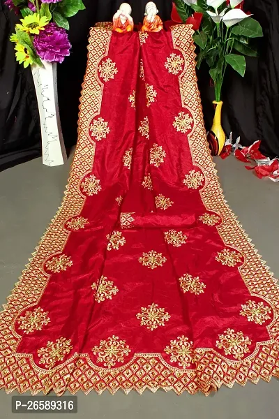Beautiful Red Georgette Printed Sree With Blouse Piece For Women