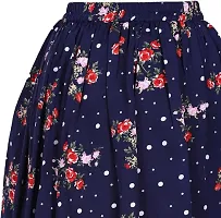 Trendy Navy Blue Crepe Printed Skirt For Girls-thumb2