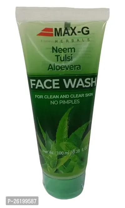 MAX-G NEEM TULSI ALOEVERA FACE WASH 100ML | NO PIMPLES | FOR CLEAN AND CLEAR SKIN (PACK OF 2)-thumb0