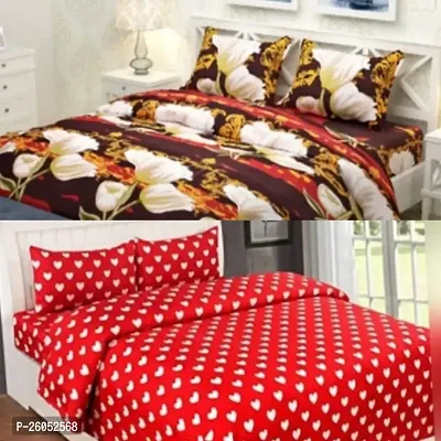 Pure Polycotton 2 Bedsheets With 4 Pillow Covers {pack of 2}