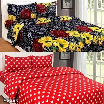 Pure Polycotton 2 Bedsheets With 4 Pillow Covers {pack of 2}