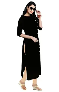 Lucid Life Style Pure Rayon 3/4 Sleeve Trending Straight Kurtis Design for Women(SB-1-Black-S)-thumb2