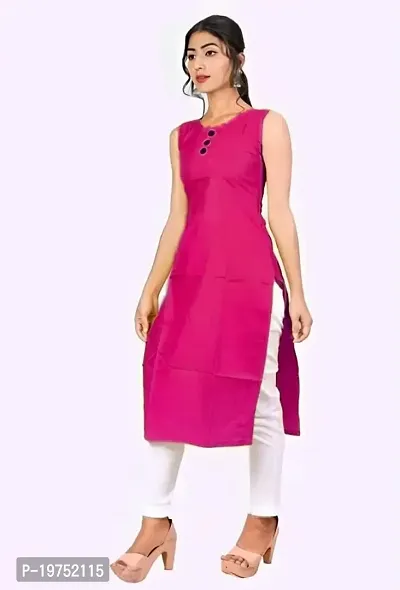 Lucid Life Style Women Beautiful Solid Rayon Stylish Sleeveless Kurti Knee Length (LU-SimpleKurti1)-thumb2