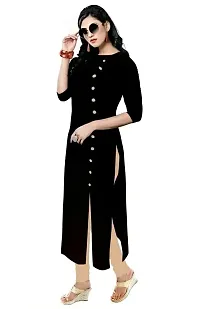 Lucid Life Style Pure Rayon 3/4 Sleeve Trending Straight Kurtis Design for Women(SB-1-Black-XS)-thumb1