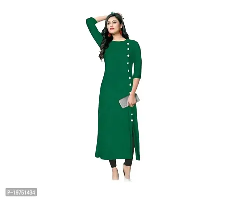 Lucid Life Style Pure Rayon 3/4 Sleeve Trending Straight Kurtis Design for Women(SB-1-B.Green-XS)