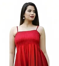 Lucid Life Style Women's Sleeveless Fully Stitched Plain and Solid Gown Dress with Ankle Length and Square Neck Stylish(BL4-Red-M)-thumb1