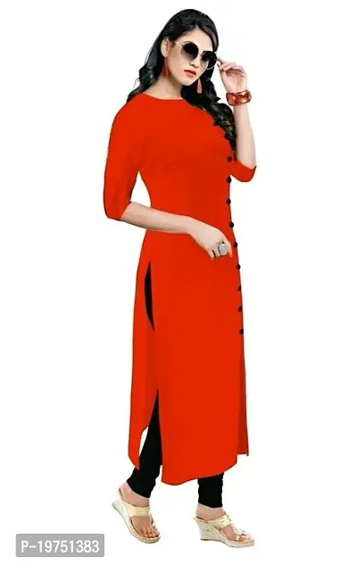 Lucid Life Style Pure Rayon 3/4 Sleeve Trending Straight Kurtis Design for Women(SB-1-Red-L)-thumb3