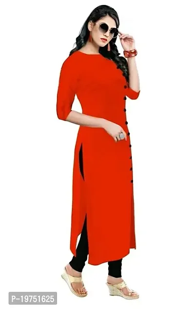 Lucid Life Style Pure Rayon 3/4 Sleeve Trending Straight Kurtis Design for Women(SB-1-Red-XL)-thumb3