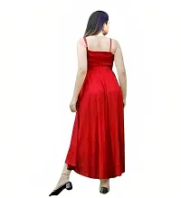 Lucid Life Style Women's Sleeveless Fully Stitched Plain and Solid Gown Dress with Ankle Length and Square Neck Stylish(BL4-Red-XS)-thumb2