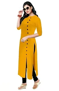 Lucid Life Style Pure Rayon 3/4 Sleeve Trending Straight Kurtis Design for Women(SB-1-Yellow-M)-thumb1