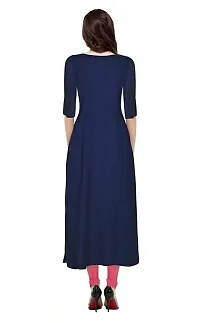 Lucid Life Style Pure Rayon 3/4 Sleeve Trending Straight Kurtis Design for Women(SB-1-Navy Blue-M)-thumb2