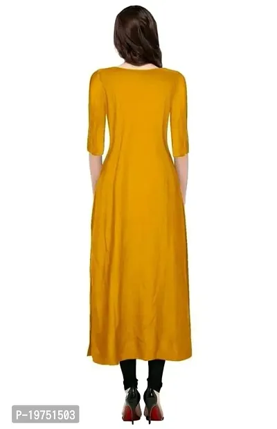 Lucid Life Style Pure Rayon 3/4 Sleeve Trending Straight Kurtis Design for Women(SB-1-Yellow-XS)-thumb4