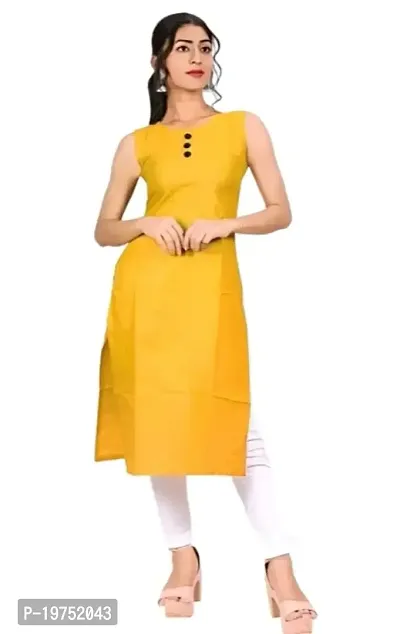 Lucid Life Style Women Beautiful Solid Rayon Stylish Sleeveless Kurti Knee Length (LU-SimpleKurti1)