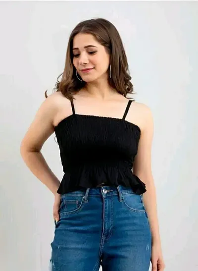 Mayero Woman Sleeveless Solid Crop Tops