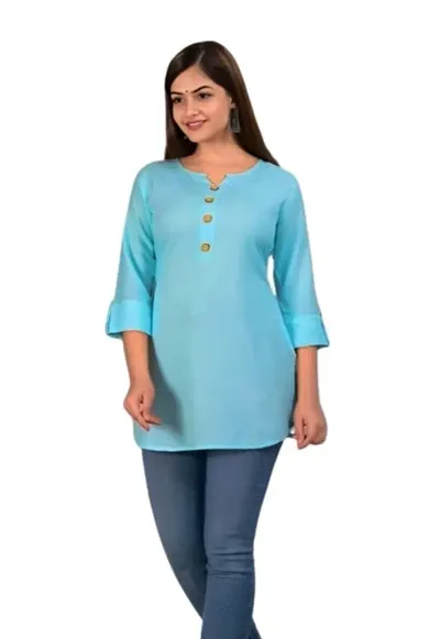 Trendy Rayon Short Kurti With Sleeve