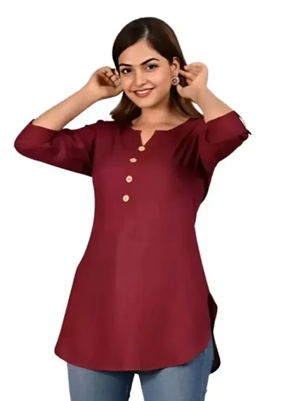 Trendy Rayon Short Kurti With Sleeve