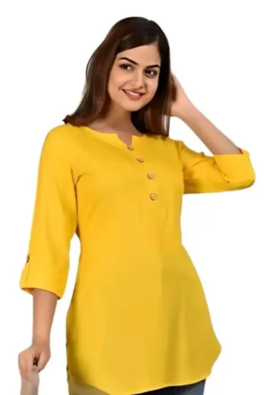 Trendy Rayon Short Kurti With Sleeve