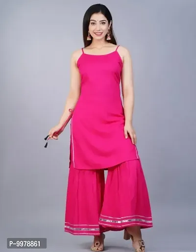 Lucid Lace Kurti With Side Tassel(PINK)