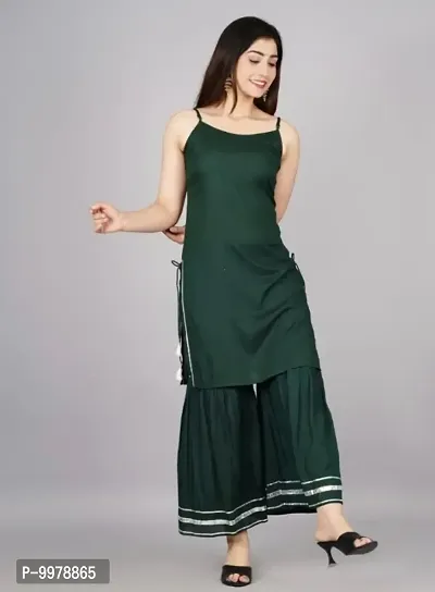 Lucid Lace Kurti With Side Tassel(B.GREEN)