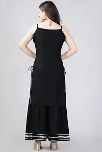 Lucid Lace Kurti With Side Tassel (BLACK)-thumb2