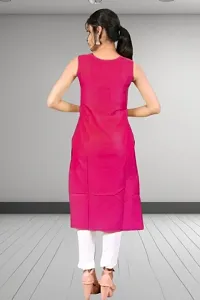 MAGIC BIRD PINK SLEEVELESS SIMPLE KURTI-thumb2