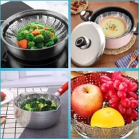 GaxQuly Stainless Steel Vegetable Fruit Steamer Punching Food Drain Bowl Basket Stainless Steel Steamer (Steamer Basket)-thumb2