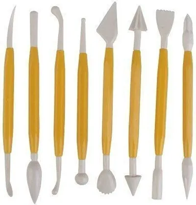 Package of 8 with 16 Different Shapes Exclusive Modeling Set for Fondant Gum Paste Sugar Craft and Cake Decoration Clay Modelling Tools Set Multi Color