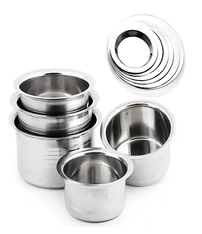 Stainless Steel Utensils 5 Piece Tope Set with Lid/Steel Copper Tope Set with Lids/Pot and Pan Set/Milk Pan with Lids/Milk Pot with Lids/Kitchen Serving/Cookware Set/Serving Set
