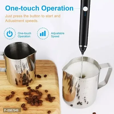 Milk Frother Handheld USB Rechargeable Electric Foam Maker for Coffee, Cappuccino, Egg Mix, 2 Whisks for Coffee, Frother-thumb2