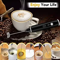 Milk Frother Handheld USB Rechargeable Electric Foam Maker for Coffee, Cappuccino, Egg Mix, 2 Whisks for Coffee, Frother-thumb2