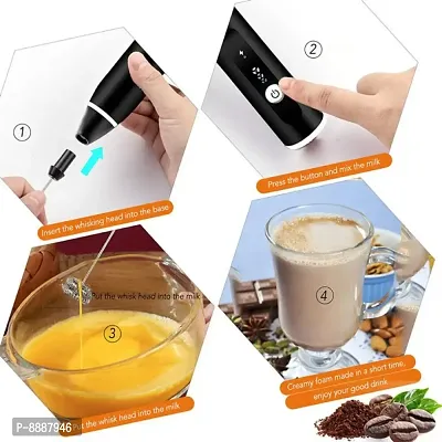 Milk Frother Handheld USB Rechargeable Electric Foam Maker for Coffee, Cappuccino, Egg Mix, 2 Whisks for Coffee, Frother-thumb4