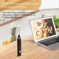 Milk Frother Handheld USB Rechargeable Electric Foam Maker for Coffee, Cappuccino, Egg Mix, 2 Whisks for Coffee, Frother-thumb4