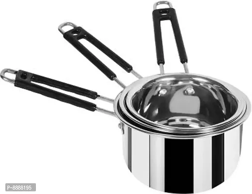 Heavy Stainless Steel Combo Milk Pan/ Sauce Pan/Tea PAN/Stainless Steel Sauce Pan, Milk Pan Bhagona combo of 3 pcs with lid-thumb4