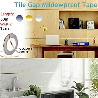Self Adhesive Golden Tile Gap Tape | Waterproof Tile Gap Filler Tape | Wall Decoration Tape | Sticker Tape For Scrapbooking And Birthday Decoration DIY Tape (1cm x 50m)-thumb1