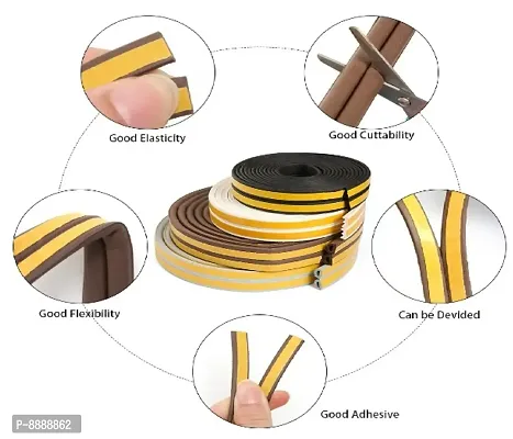 D Shaped Self-Adhesive EPDM Doors and Windows Foam Seal Strip Soundproofing Collision Avoidance Rubber Weatherstrip Tape-thumb3