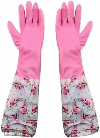 Reusable Rubber Latex Pvc Flock lined Hand Gloves For Kitchen L-thumb0