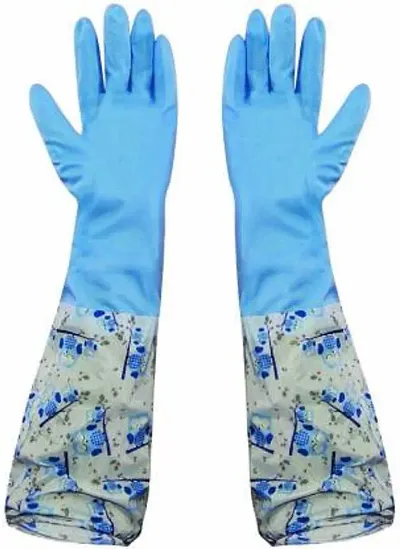 Reusable Rubber Latex Pvc Flock lined Hand Gloves For Kitchen L