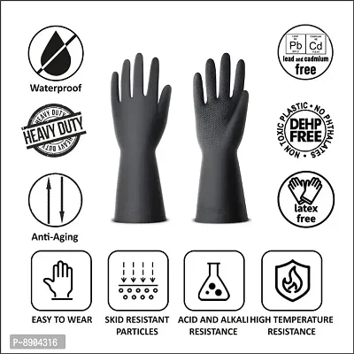 Multipurpose Reusable and Washable Heavy-duty Dish Washing Kitchen Industrial Gardening Cleaning Rubber latex Hand gloves for Men and Women-thumb3