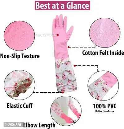 Reusable Rubber Latex Pvc Flock lined Hand Gloves For Kitchen L-thumb3