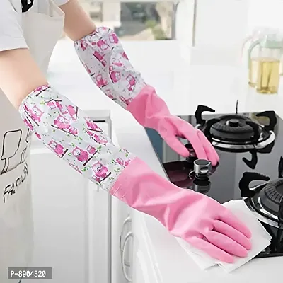 Reusable Rubber Latex Pvc Flock lined Hand Gloves For Kitchen L-thumb2