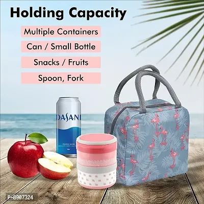 Portable Lunch Bag Portable Insulated Canvas Tote Travel Tiffin Bag-thumb3