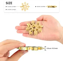 18 in 1 Stainless Steel EDC Snowflake Multitool Wrench, Heavy Duty, Hex Wrench, Screwdriver, Allen Wrench, Portable, Keychain, Bottle Opener, Flat Screwdriver Kit/Wrench (Gold)-thumb1